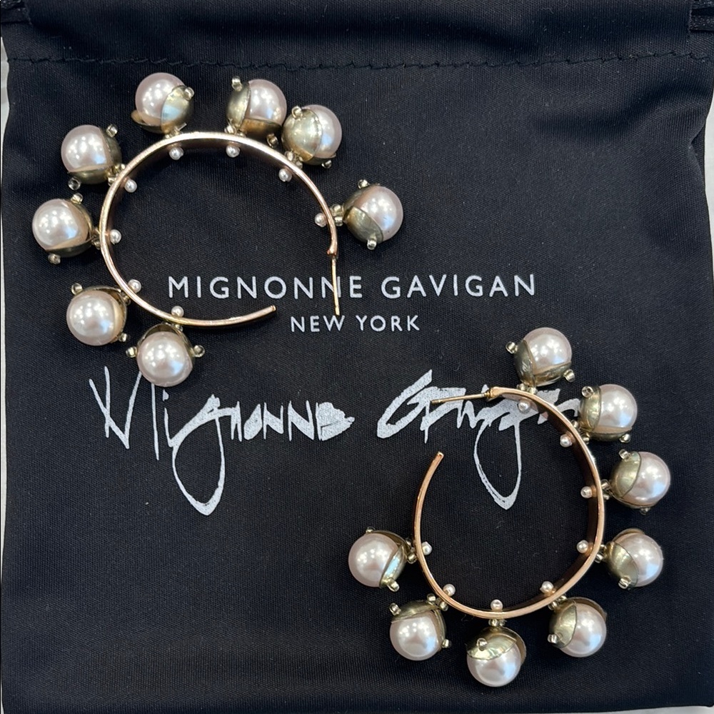Mignonne Gavigan Delfina Pearl Large Hoop Earrings
